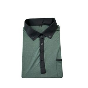 State & Liberty Green Black Colorblock Men's Performance Polo Size Large